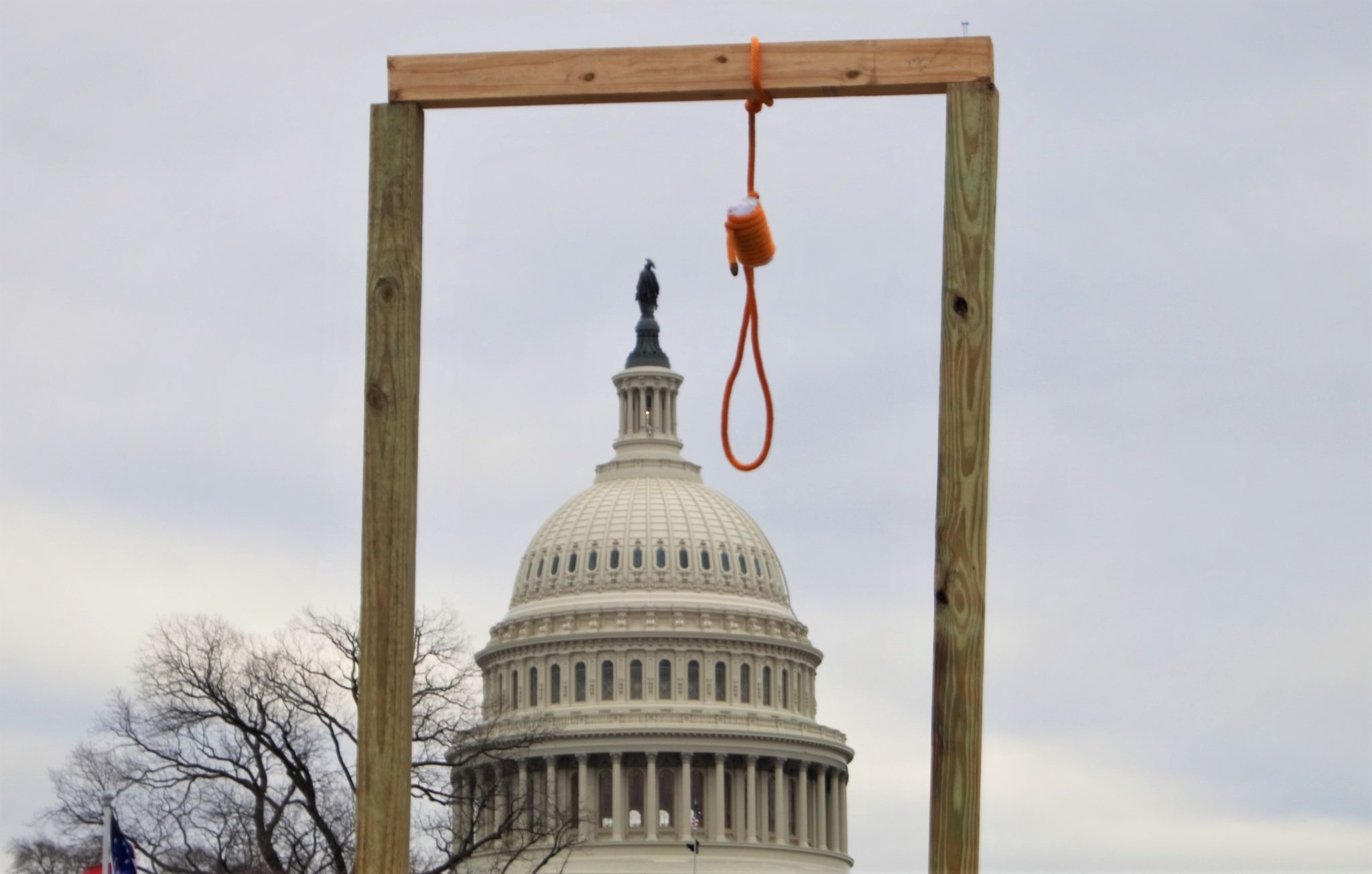 A gallows that was erected by pro-Trump protesters outside the United States Capitol building.