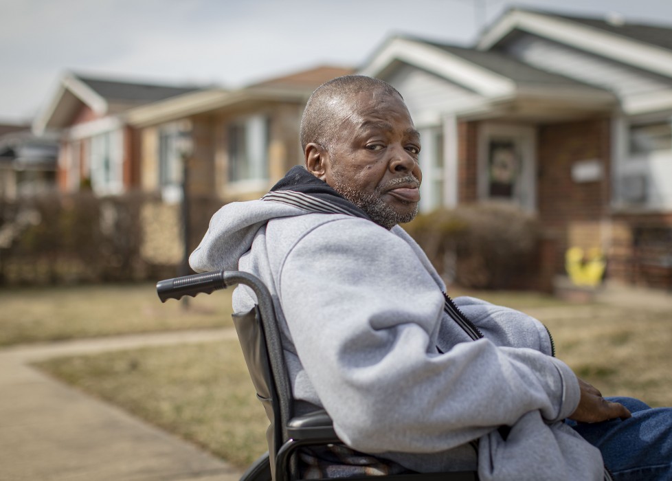 Robert Smith on March 14, 2022 sitting in a wheelchair outside his Roseland home.